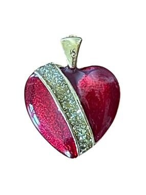 Vintage Royal Small Red Heart Pendant with Gold-Tone Accents